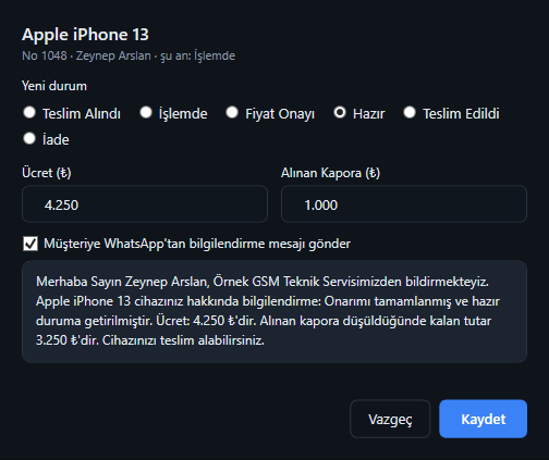 Durum değişikliği